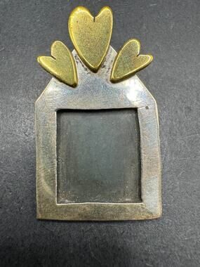 Vtg Far Fetched Sterling Silver 925 Brass Heart House Picture Frame Brooch Pin